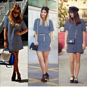 Zara retro chevron geometric print dress